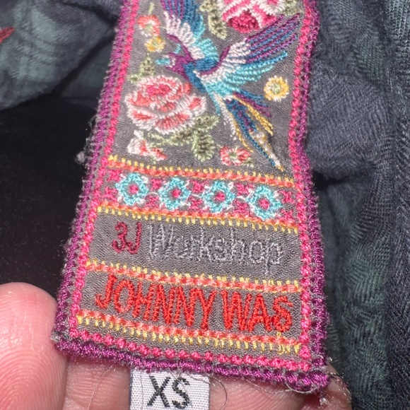 3J Workshop Johnny Was Embroidered Long Dress XS Blue Plaid - Picture 7 of 8